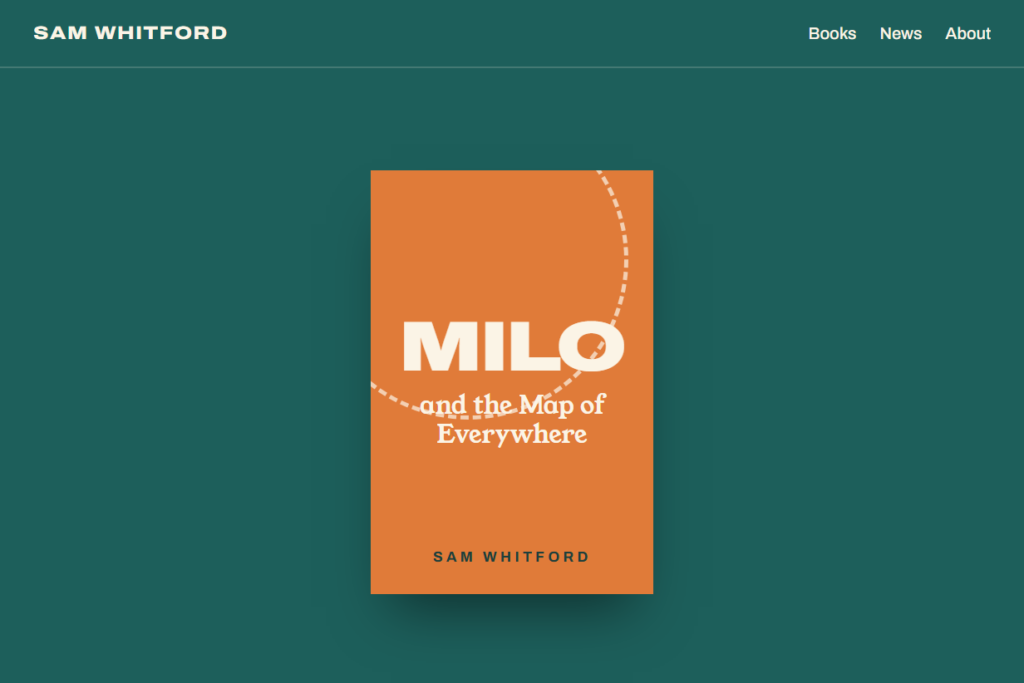Sam Whitford author website, homepage (placeholder print)